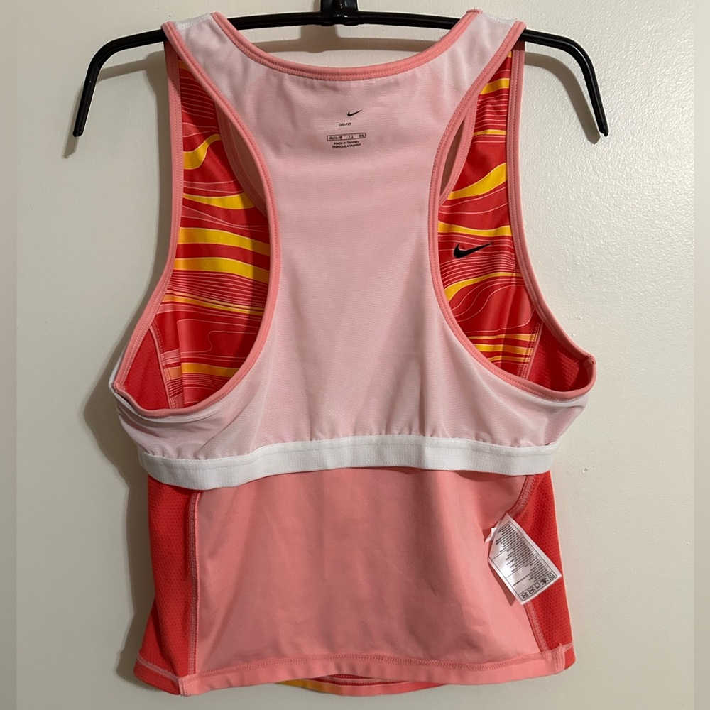 Nike Performance Dri-Fit Top w/ Built-In Bra, Pink and Gold Print, Size XL - Picture 4 of 6